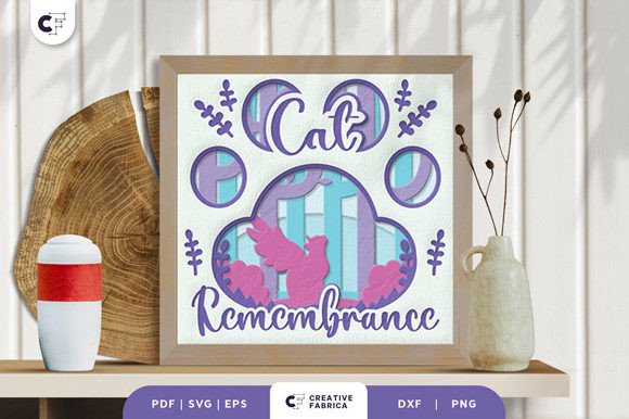 Cat Remembrance 3D Shadow Box Papercut