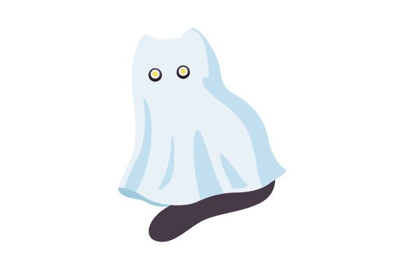 Cat Wearing Ghost Costume Embroidery