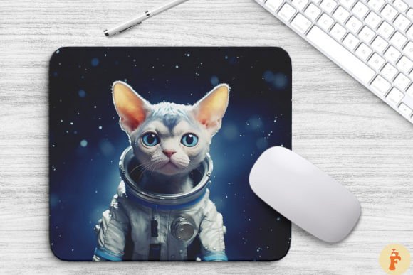 Cute Astronaut Cornish Rex Cat Mouse Pad