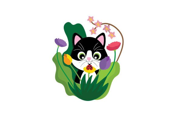 Cute Cat with Spring Flowers Embroidery Design Review