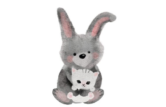 Cute Rabbit Holding a Kitten Embroidery Design Review