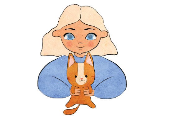Girl Holding a Cat, Watercolor Embroidery Design Review