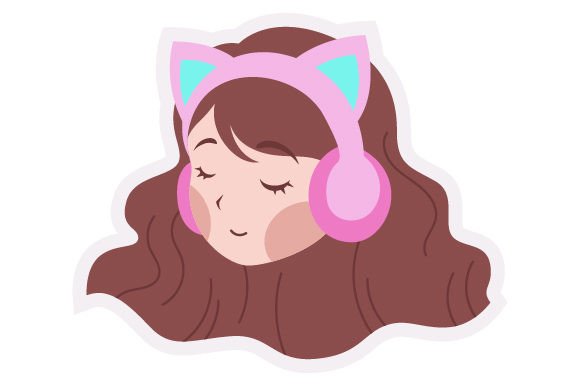 Kawaii Girl with Cat Headphones Sticker Review